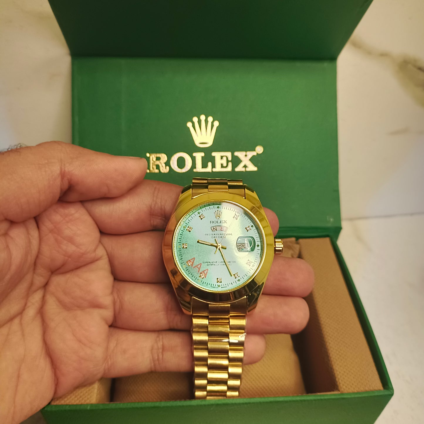 Rolex Watch DayDate - Golden With Blue Dial