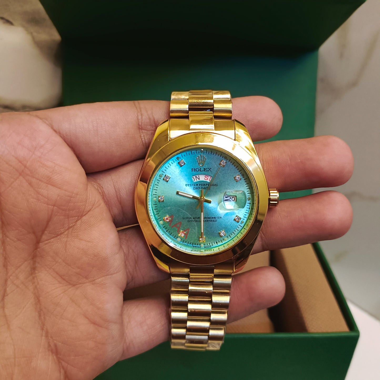 Rolex Watch DayDate - Golden With Blue Dial