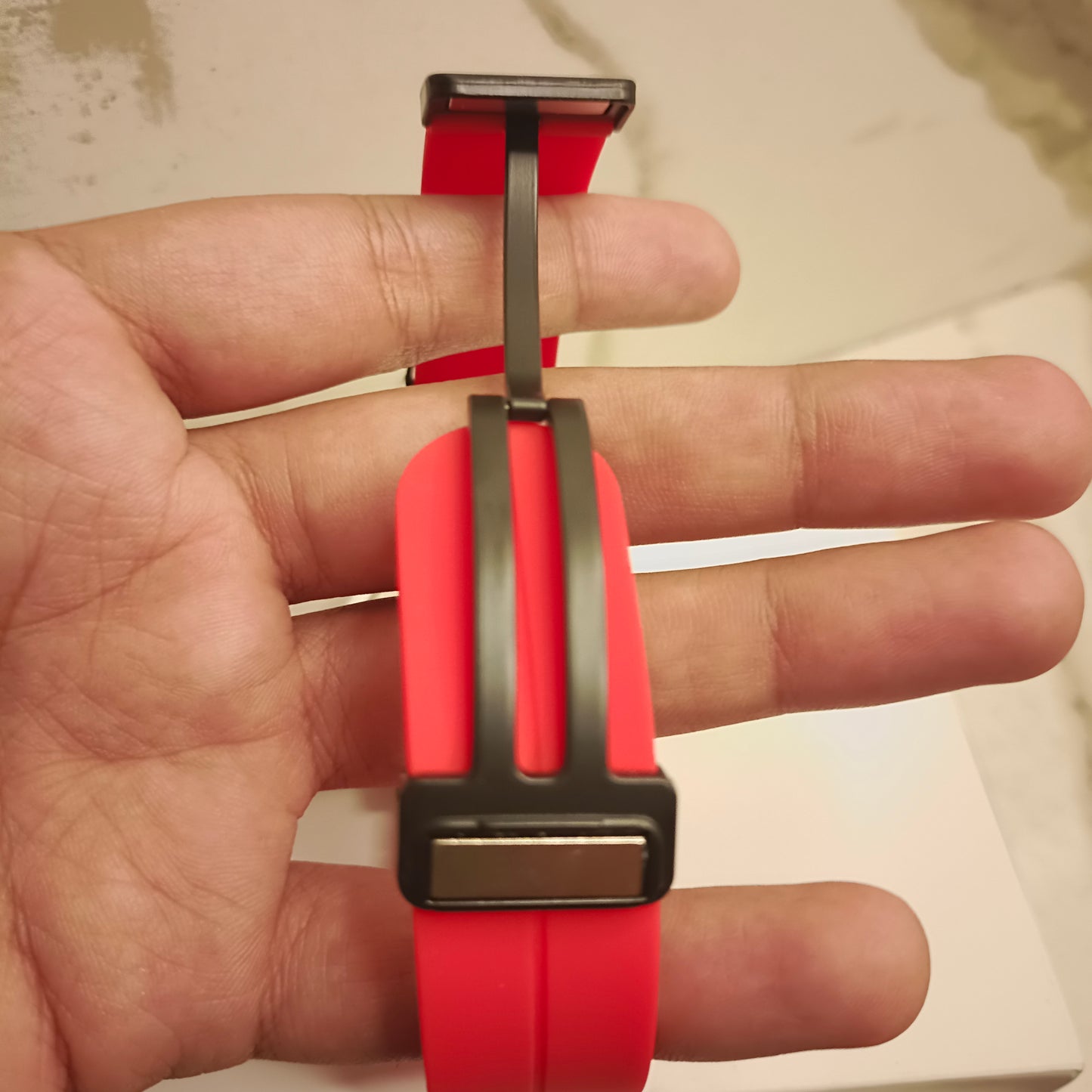 Roulette Dial Watch with Red Silicone Strap