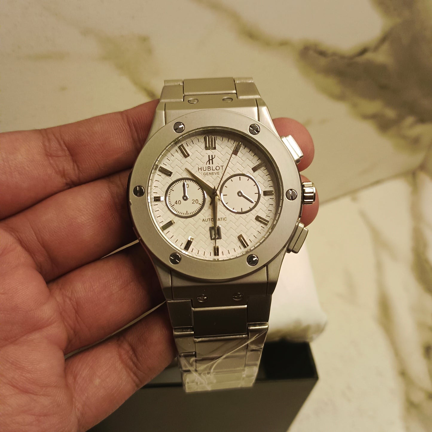 Hublot Cut White Chronograph Watch