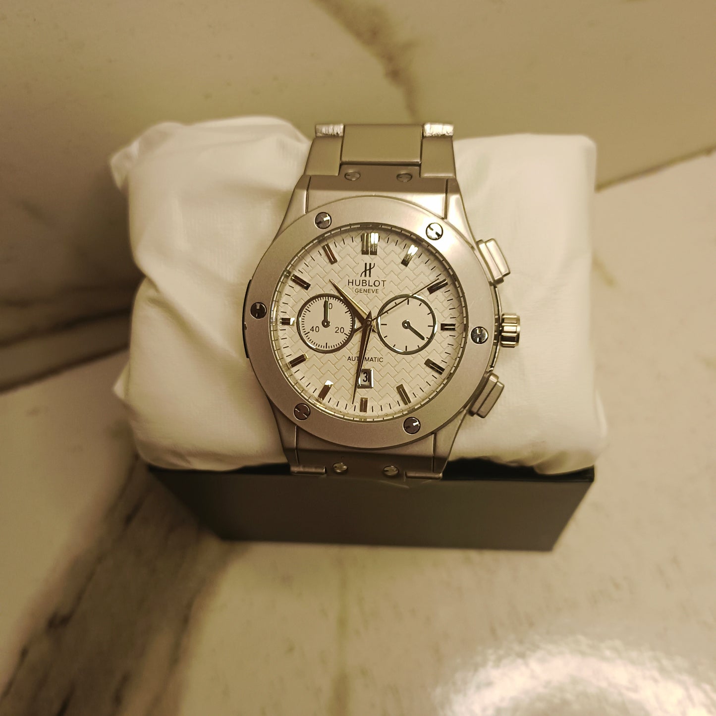 Hublot Cut White Chronograph Watch