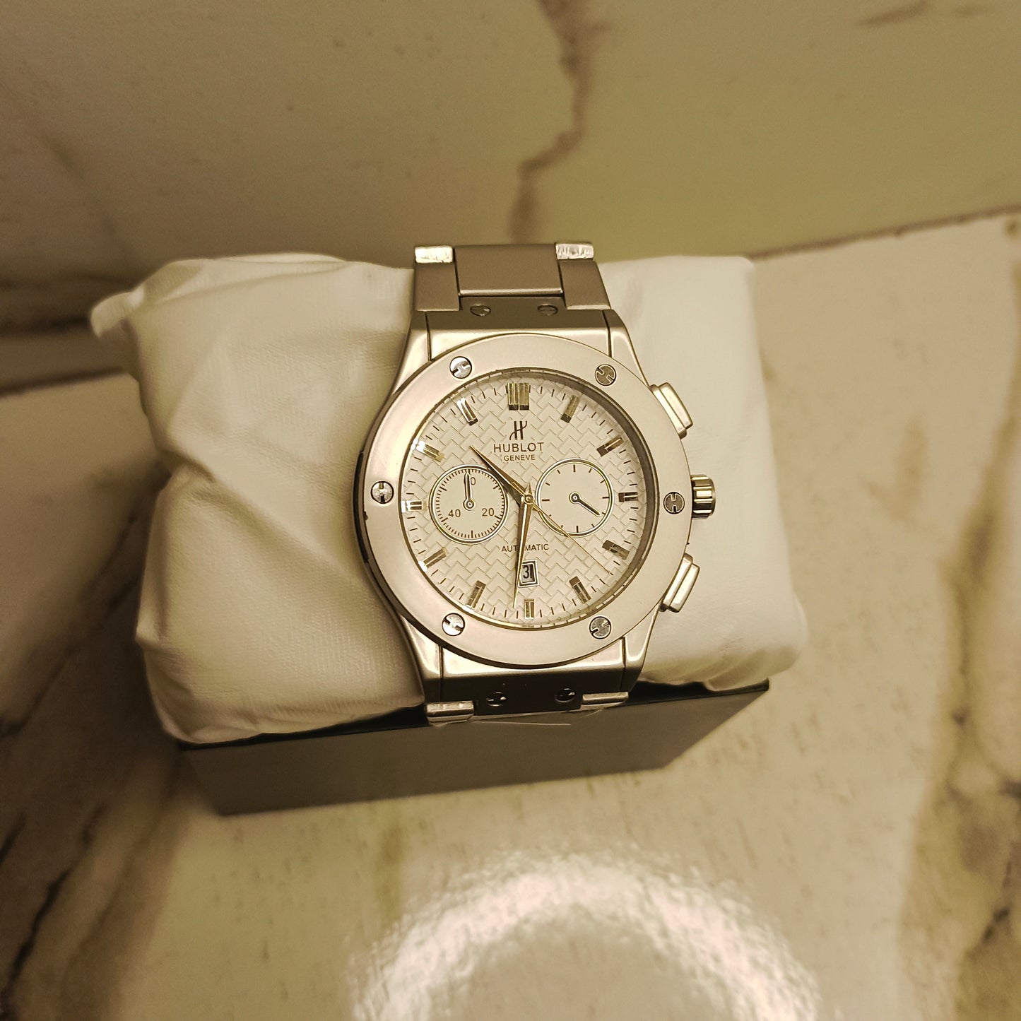 Hublot Cut White Chronograph Watch